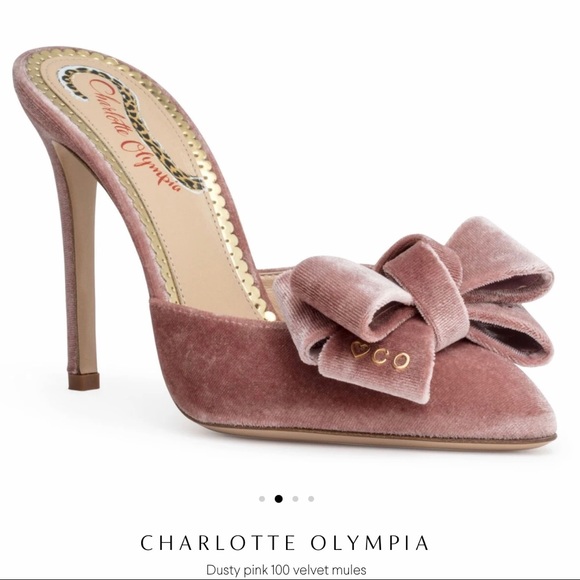 NWB $$$ Charlotte Olympia Pink Velvet Mules - Picture 3 of 8